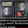 Image 1 : 1989-d Congressional Bicentennial Unc Modern Commem Dollar $1 Graded ms70, Perfection by USCG