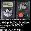 Image 1 : 1999-p Dolley Madison Proof Modern Commem Dollar $1 Graded GEM++ Proof Deep Cameo by USCG