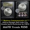 Image 1 : 2002-p Olympic Salt Lake Unc Modern Commem Dollar $1 Graded ms70, Perfection by USCG