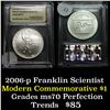 Image 1 : 2006-p Franklin Scientist Unc Modern Commem Dollar $1 Graded GEM++ Proof Deep Cameo by USCG