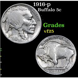 1916-p . . Buffalo Nickel 5c Grades vf+