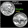 Image 1 : 1936-p . . Buffalo Nickel 5c Grades Choice AU