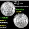 Image 1 : 1887-p Great Frosty Luster . Morgan Dollar $1 Grades Choice+ Unc