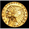 Image 2 : ***Auction Highlight*** 1914-d . Gold Indian Quarter Eagle $2 1/2 Graded Select Unc By USCG (fc)