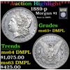 Image 1 : ***Auction Highlight*** 1889-p Rare in DMPL . Morgan Dollar $1 Graded Select Unc+ DMPL By USCG (fc)