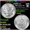 Image 1 : ***Auction Highlight*** 1890-cc Morgan Dollar $1 Graded Choice Unc By USCG (fc)