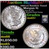 Image 1 : ***Auction Highlight*** 1883-o/o Rainbow Toned Morgan Dollar $1 Graded GEM+ Unc By USCG (fc)