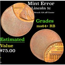 Mint Error Lincoln Cent 1c Grades Choice+ Unc RB