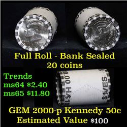 2000-p $10 Bank Rolled Kennedy Half Dollar Shotgun Roll