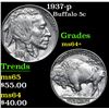 Image 1 : 1937-p Buffalo Nickel 5c Grades Choice+ Unc
