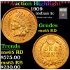 Image 1 : ***Auction Highlight*** 1909 Indian Cent 1c Graded GEM Unc RD by USCG (fc)