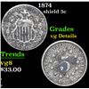 Image 1 : 1874 Shield Nickel 5c Grades vg details