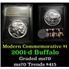 Image 1 : 2001-d Buffalo Modern Commem Dollar $1 Graded ms70, Perfection by USCG