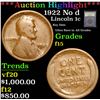 Image 1 : ***Auction Highlight*** 1922 No d Lincoln Cent 1c Graded f+ by USCG (fc)