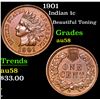 Image 1 : 1901 Indian Cent 1c Grades Choice AU/BU Slider