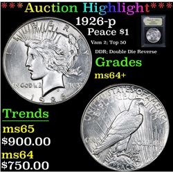 ***Auction Highlight*** 1926-p Peace Dollar $1 Graded Choice+ Unc By USCG (fc)