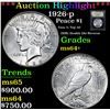 Image 1 : ***Auction Highlight*** 1926-p Peace Dollar $1 Graded Choice+ Unc By USCG (fc)