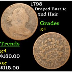 1798 Draped Bust Large Cent 1c Grades g, good