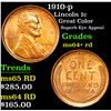 Image 1 : 1910-p Lincoln Cent 1c Grades Choice+ Unc RD