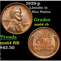 1929-p Lincoln Cent 1c Grades Choice Unc RB