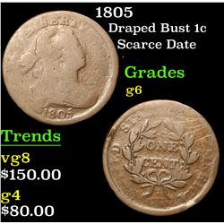 1805 Draped Bust Large Cent 1c Grades g+