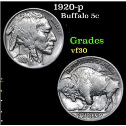 1920-p Buffalo Nickel 5c Grades vf++