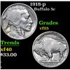Image 1 : 1918-p Buffalo Nickel 5c Grades vf+