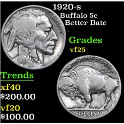 1920-s Buffalo Nickel 5c Grades vf+