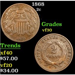 1868 Two Cent Piece 2c Grades vf++