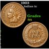 Image 1 : 1903 Indian Cent 1c Grades f+