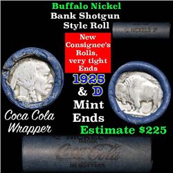 Buffalo Nickel Shotgun Roll in Old Bank Style Wrapper 1925 & d Mint Ends (fc)