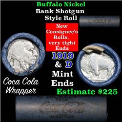 Buffalo Nickel Shotgun Roll in Old Bank Style Wrapper 1919 & d Mint Ends (fc)