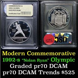 ***Auction Highlight*** 1992-s Olympics 'Nolan Ryan' Modern Commem Dollar $1 Graded GEM++ Proof Deep