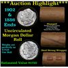 Image 1 : ***Auction Highlight*** Full Morgan/Peace silver dollar roll $20, 1886 & 1902 ends Mixed dates  (fc)