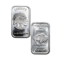 1 oz. Buffalo Design Pure Silver Bar