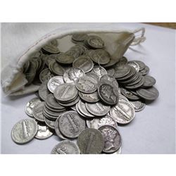 200 pcs. Mercury Dimes in Canvas Bag