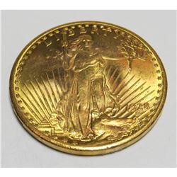 1928 $20 Gold Saint Gaudens AU BU