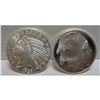 Image 1 : (2) 1 oz. Indian Head Silver Rounds - .999 Pure
