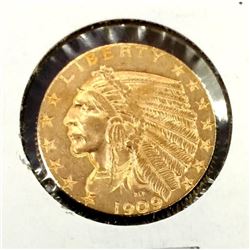 1909 d $5 Gold Indian Half Eagle Coin