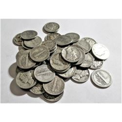 50 pcs. Mercury Dimes- 90% Silver