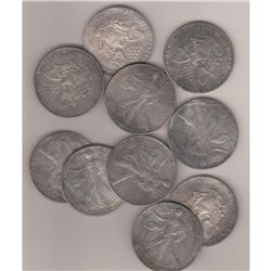 Lot of (10) Random Date US Silver Eagles