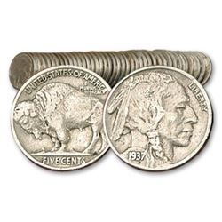 (40 ps) 1 Roll of Full Date Buffalo Nickels