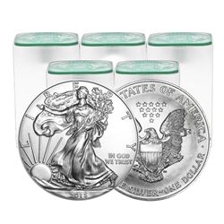 (100) Random Date Silver Eagles in 5 Mint Rolls