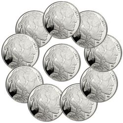 (10) Buffalo Design Silver Rounds 1 oz. Each