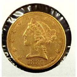 1886 s $ 5 Gold Liberty