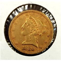 1880 S 5 Gold Liberty