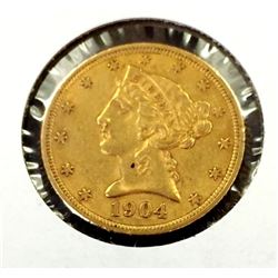 1904 $ 5 Gold Liberty