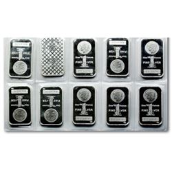 Lot of (10) Morgan Design 1oz. Silver Bars