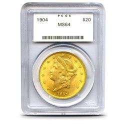 1904 MS 64 PCGS $ 20 Gold Liberty DOuble Eagle