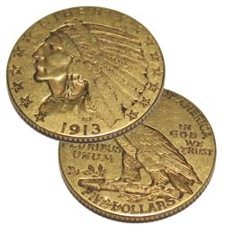 1913 $ 5 Gold Indian Half Eagle